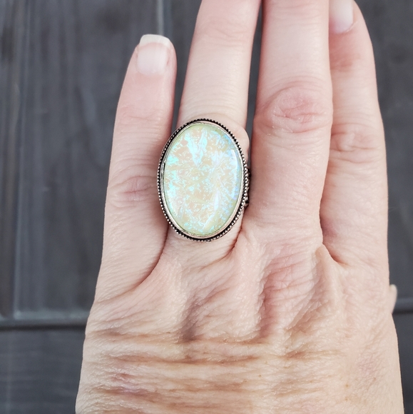 New Dichroic Glass 925 Silver Ring. - Picture 1 of 16